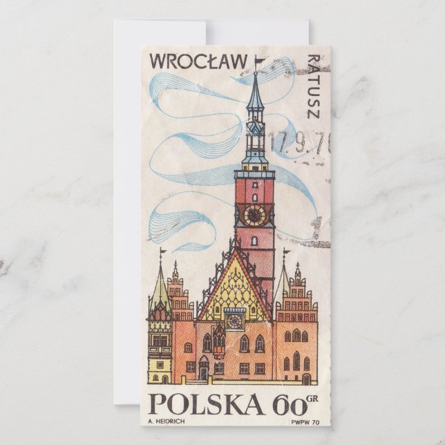 Polnische Briefmarke Wroclaw Dankeskarte (Vorderseite)