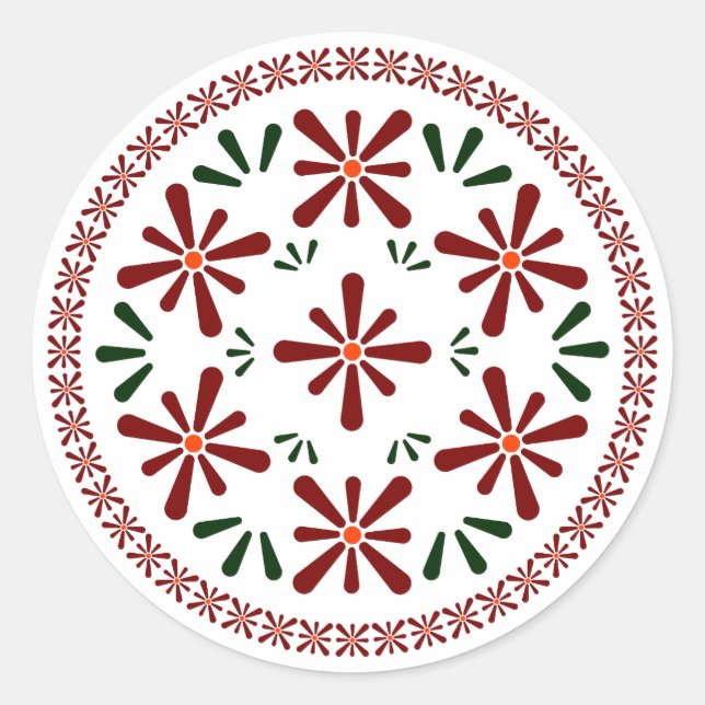 Polnische Designblumen Runder Aufkleber (Vorderseite)