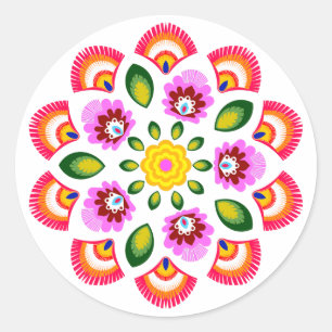 Polnische Designblumen Runder Aufkleber