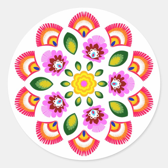 Polnische Designblumen Runder Aufkleber (Vorderseite)