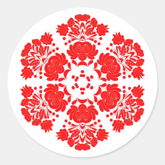 Polnische Designblumen Runder Aufkleber (Vorderseite)