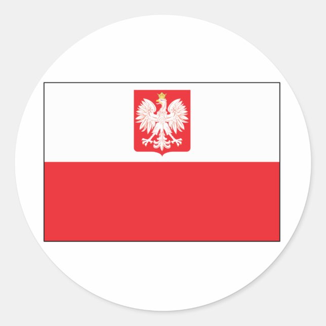 Polnische Falkenflagge Runder Aufkleber (Vorderseite)