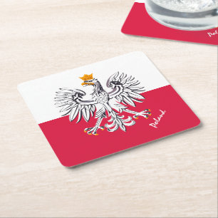 Polnische Flagge & Adler, Polen Hochzeit, Party/Sp Rechteckiger Pappuntersetzer
