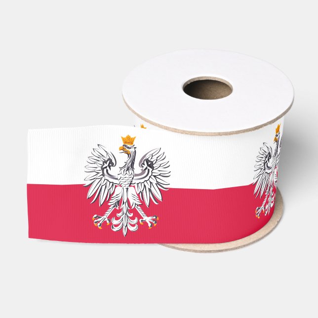 Polnische Flagge & Adler Symbol, Urlaub in Polen / Ripsband (Spule)