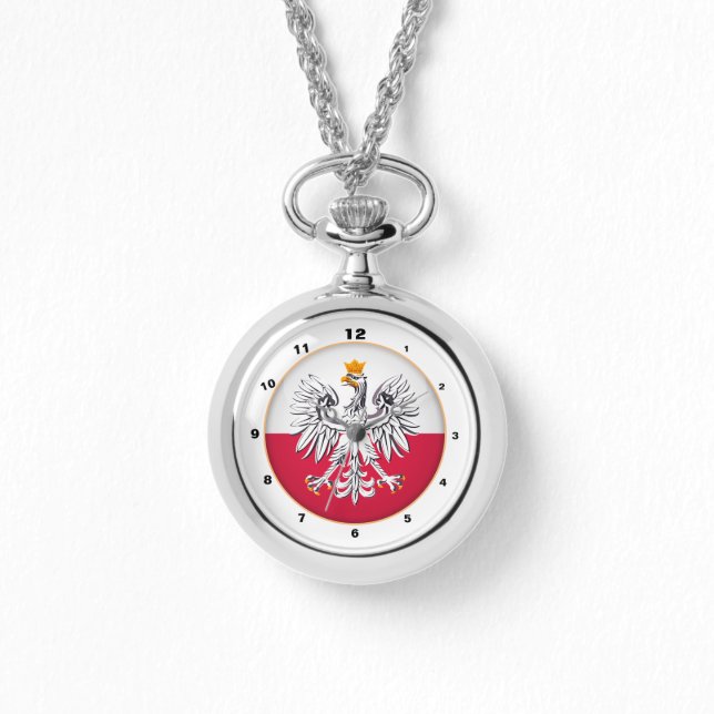 Polnische Flagge & Adler, trendige polnische Mode  Armbanduhr (Vorderseite)