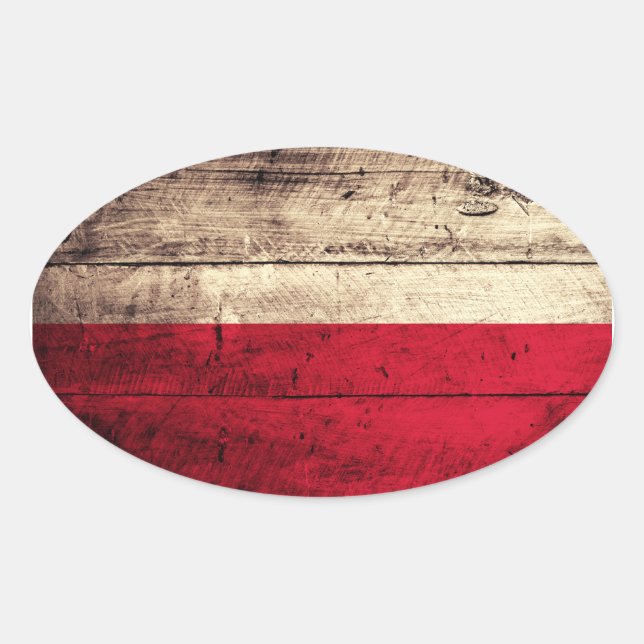 Polnische Flagge aus alten Holz Ovaler Aufkleber (Vorderseite)