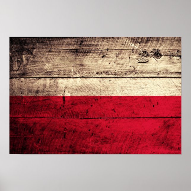 Polnische Flagge aus alten Holz Poster (Vorne)