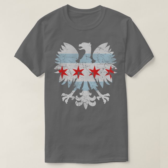 Polnische Flagge Eagle Chicago T-Shirt (Design vorne)
