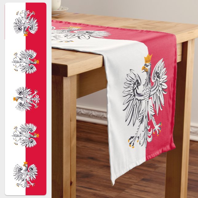 Polnische Flagge, Eagle Sport Ventilatoreinrichtun Kurzer Tischläufer (Poland Flag, Eagle Table Runner)