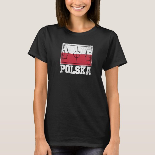Polnische Flagge für Fußballfelder Polska Polnisch T-Shirt (Vorderseite)