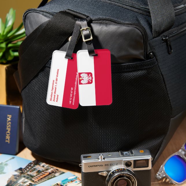 Polnische Flagge Gepäckanhänger (Vorderseite & Rückseite)