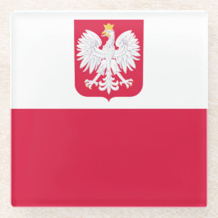 Polnische Flagge Glasuntersetzer