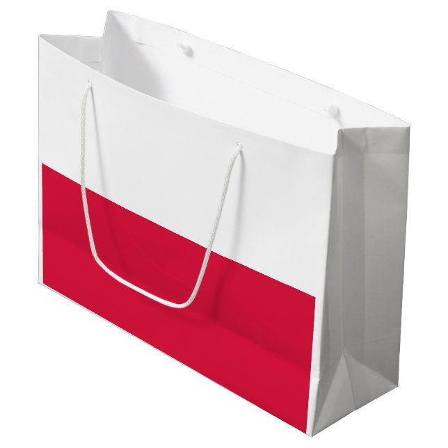 Polnische Flagge Große Geschenktüte (Vorderseite Schrägansicht)