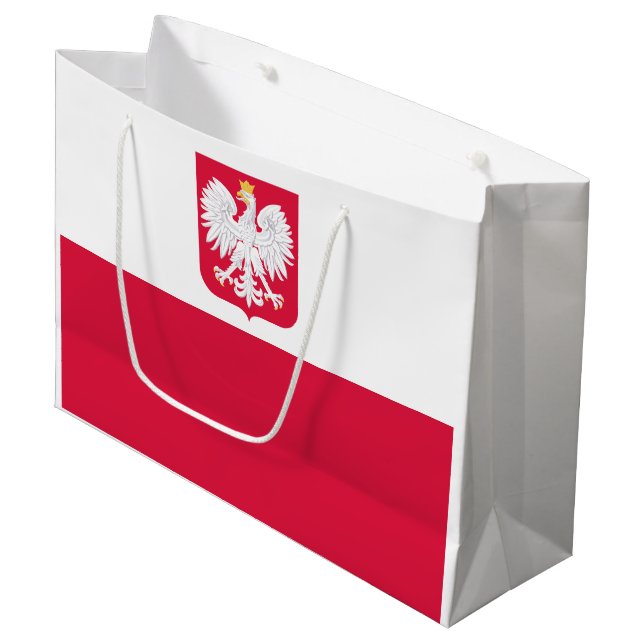 Polnische Flagge Große Geschenktüte (Vorderseite Schrägansicht)