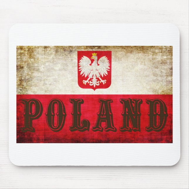 Polnische Flagge Grunge Mousepad (Vorne)