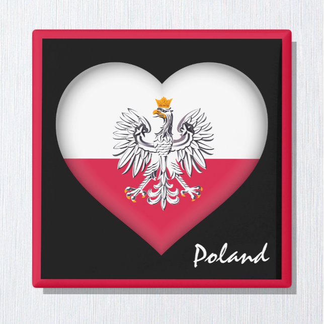 Polnische Flagge & Herz - Polen Urlaub, Reise/Spor Magnet (Von Creator hochgeladen)