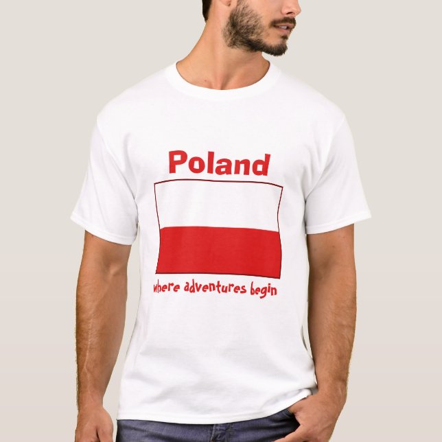 Polnische Flagge + Karte + Text T - Shirt (Vorderseite)
