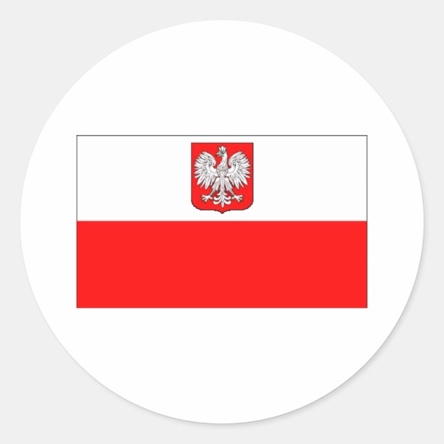 Polnische Flagge mit Adler Runder Aufkleber (Vorderseite)