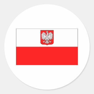 Polnische Flagge mit Eagle Runder Aufkleber