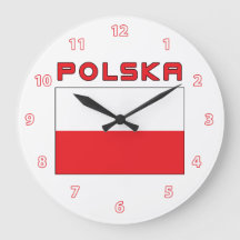 Polnische Flagge mit Polska-Wall-Uhr