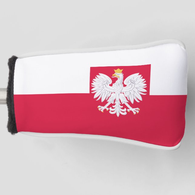 Polnische Flagge (mit Wappen) Golf Headcover (Vorderseite)