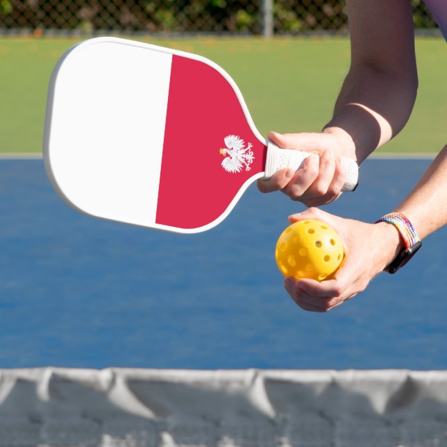 Polnische Flagge (mit Wappen) Pickleball Schläger (InSitu)