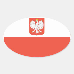 Polnische Flagge Ovaler Aufkleber