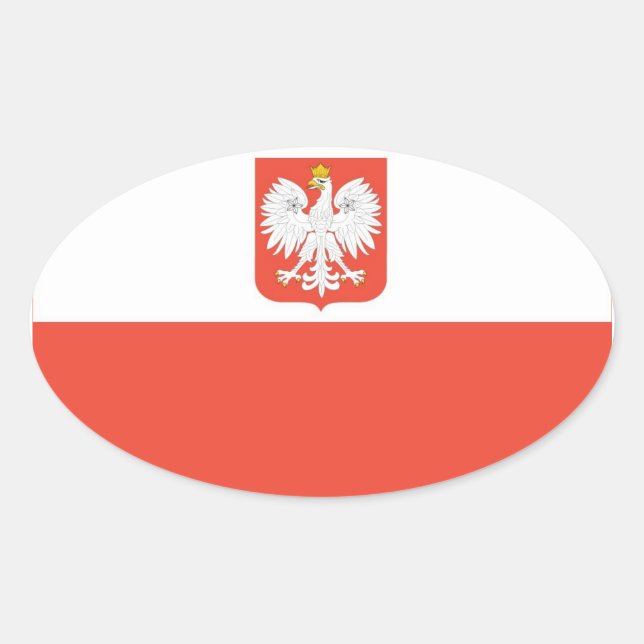 Polnische Flagge Ovaler Aufkleber (Vorderseite)
