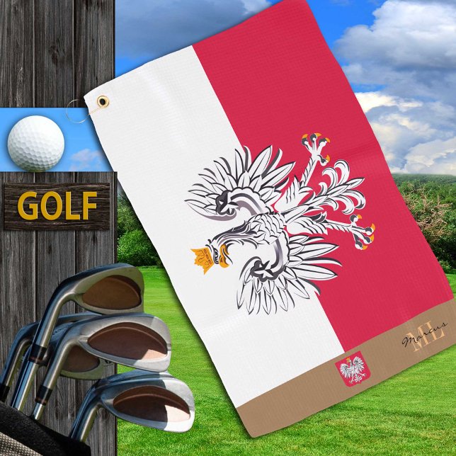 Polnische Flagge & Polen, mit Monogramm Golf Polsk Golfhandtuch (Von Creator hochgeladen)