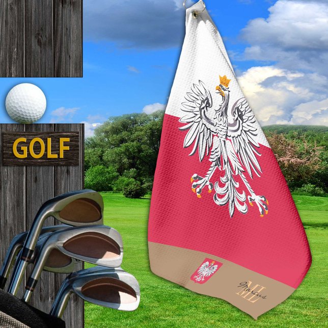 Polnische Flagge & Polen, mit Monogramm Golfhandtu Golfhandtuch (Von Creator hochgeladen)
