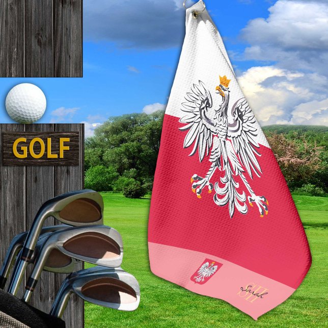 Polnische Flagge & Polen, mit Monogramm / Lady Gol Golfhandtuch (Von Creator hochgeladen)