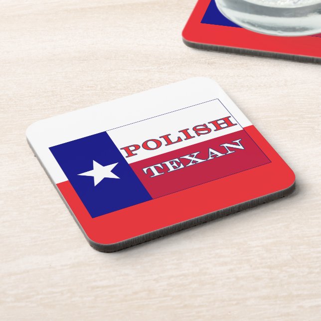 Polnische Flagge Texas Getränkeuntersetzer (Linke Seite)