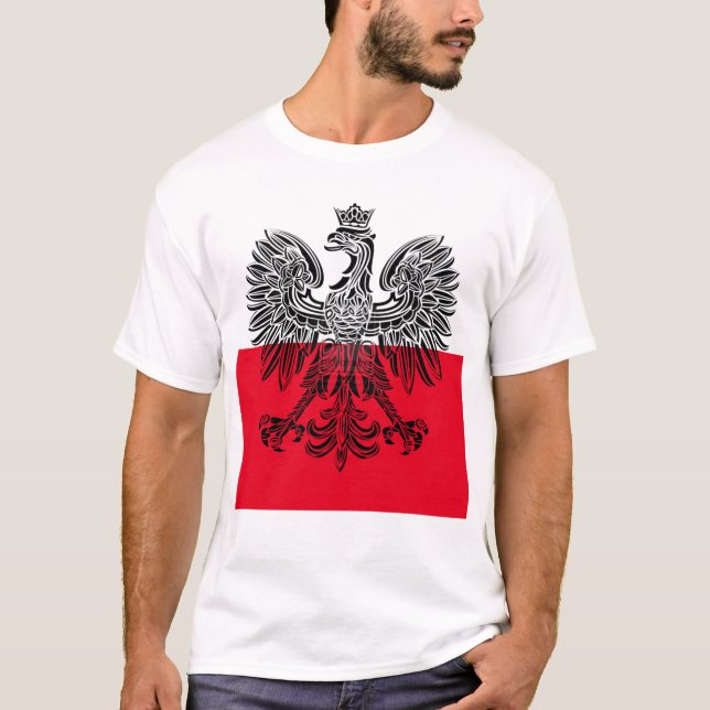Polnische Flagge und Adler-T - Shirt (Vorderseite)