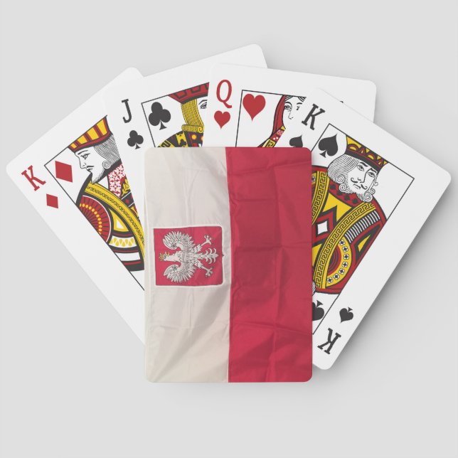 POLNISCHE FLAGGE UND EDELSPIELKARTEN 2 SPIELKARTEN (Rückseite)