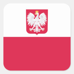 Polnische Flagge und polnische Wappen, Flagge Pole Quadratischer Aufkleber