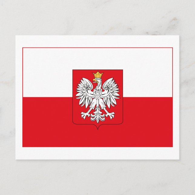 Polnische Flagge w COA (light) Postkarte (Vorderseite)