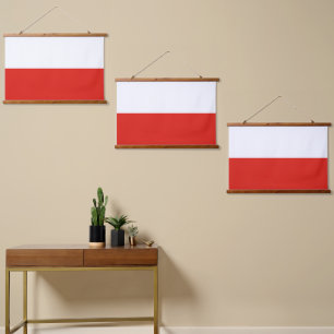 Polnische Flagge Wandteppich Mit Holzrahmen