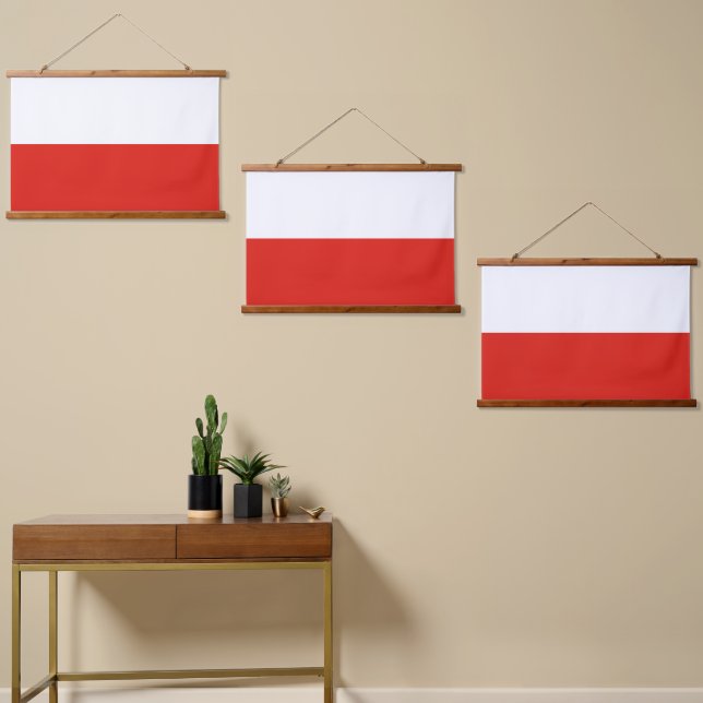 Polnische Flagge Wandteppich Mit Holzrahmen (Asymmetrisch)