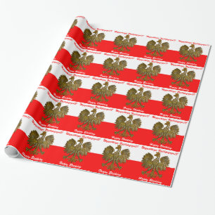 Polnische Flaggenfarben mit Eagle-Geburtstag Geschenkpapier
