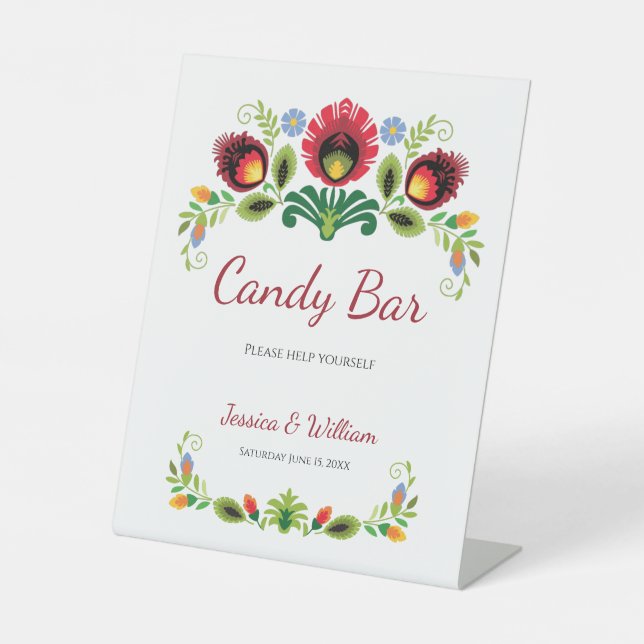 Polnische Folklore-Blume rot Sockelschild (Vorderseite)