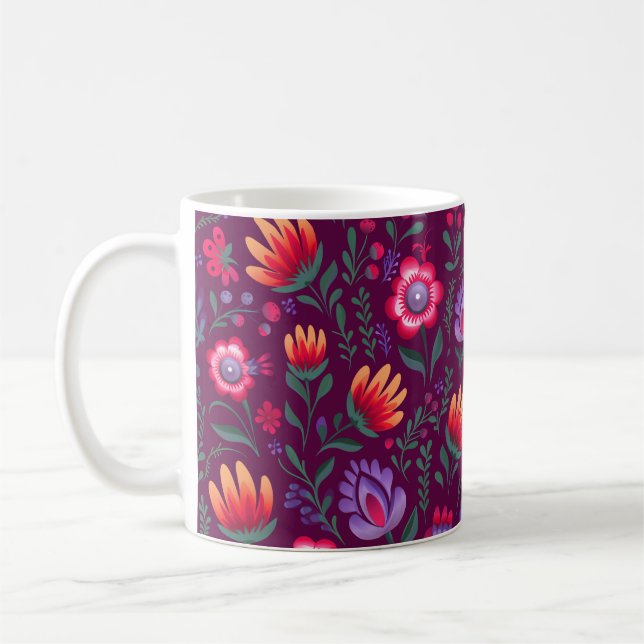 Polnische FolkloreBlume Wycinanki Pink Kaffeetasse (Links)