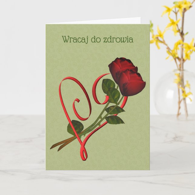 Polnische Get Well Rote Rose Blume Card Karte (Gelbe Blume)