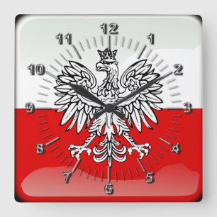 Polnische glatte Flagge Quadratische Wanduhr