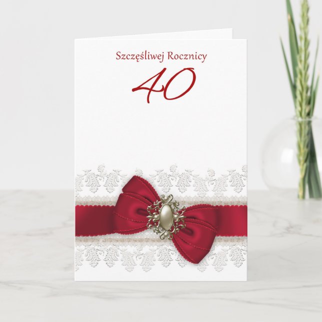 Polnische Hochzeitskarte zum 40. Mal Karte (Vorderseite)