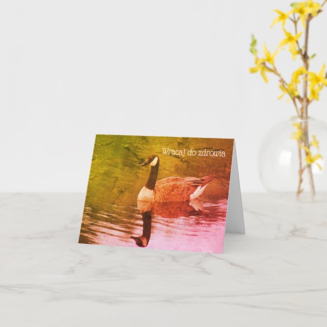 Polnische Karte Get Well Wildlife Art individuell  (Gelbe Blume)