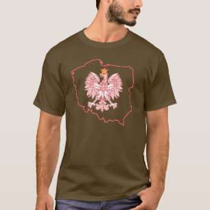 Polnische Karte mit Adler an der roten Grenze T-Shirt