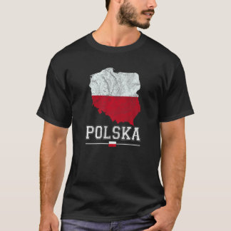 Polnische Karte und Flagge Souvenir erschütterten T-Shirt