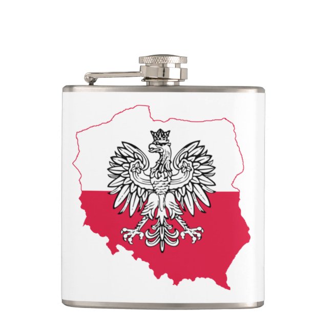 Polnische Karten-Flaggen-Flasche Flachmann (Vorderseite)