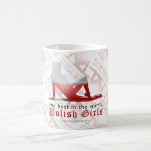 Polnische Mädchen-Silhouette-Flagge Kaffeetasse