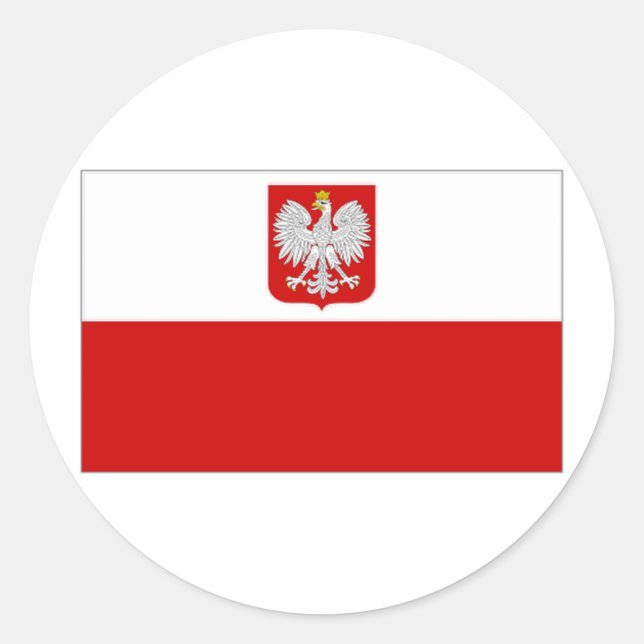 Polnische Staatsflagge und Zivile Kennzeichnung Runder Aufkleber (Vorderseite)